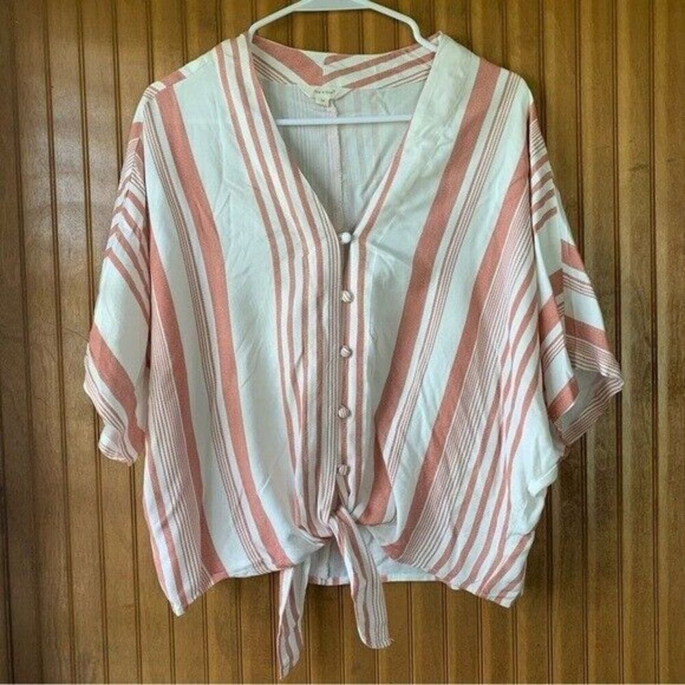 Sim & Sam Striped Front Tie Top- Women Medium